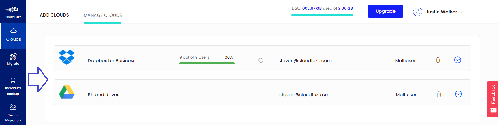 Verify Dropbox business to Google Shared Drive