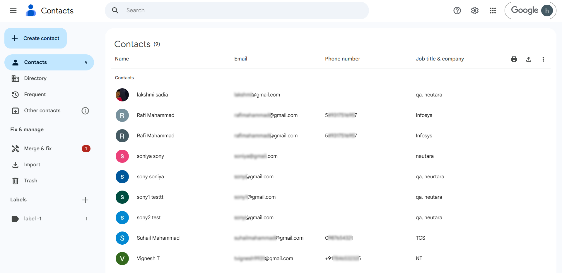 Gmail Contact Migration Destination