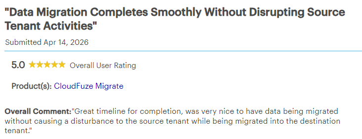 Gartner customer review of CloudFuze