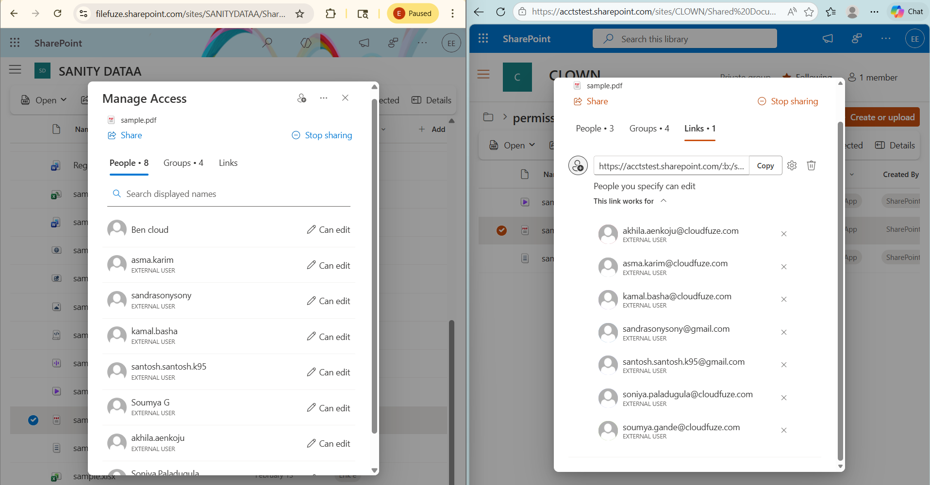 External Shares Permissions