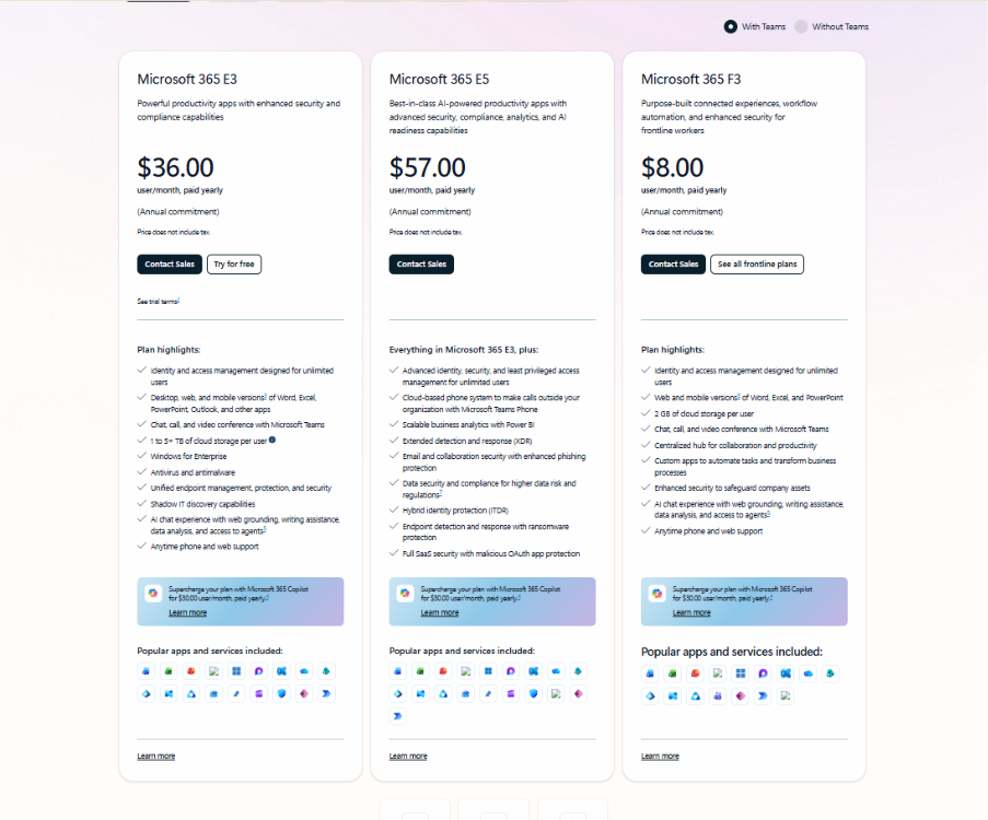 These pricing plans may vary over time. The above pricing updates are as of October 2025.