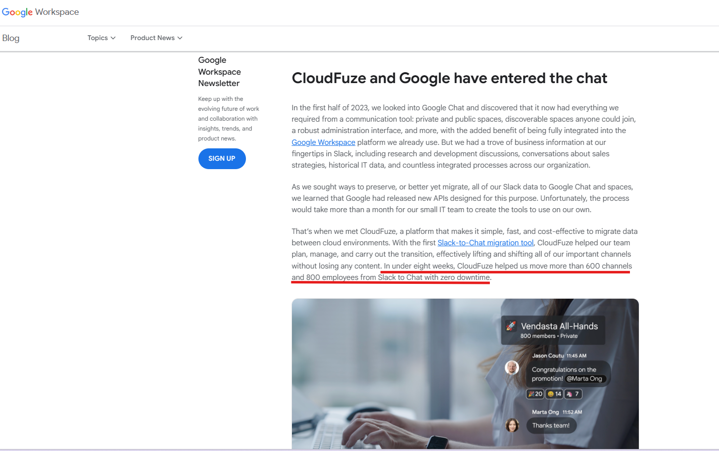Vendasta Case Study discussed in the customer stories section of Google Workspace