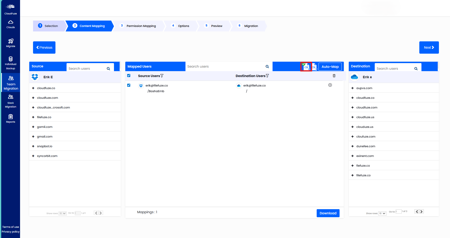 After creating the CSV file, users can upload it by clicking the CSV option
