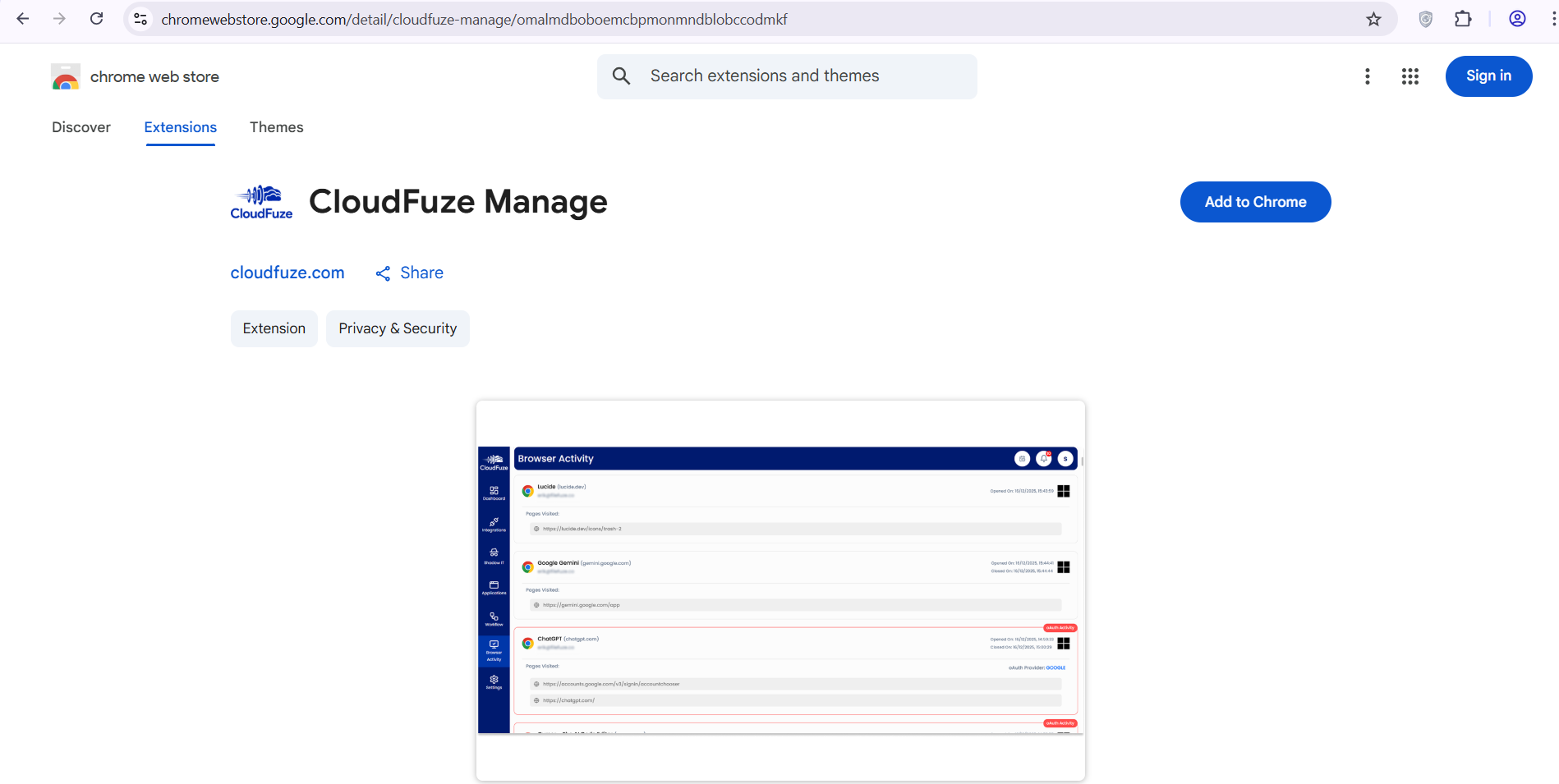 Install CloudFuze Manage from the Chrome Web Store