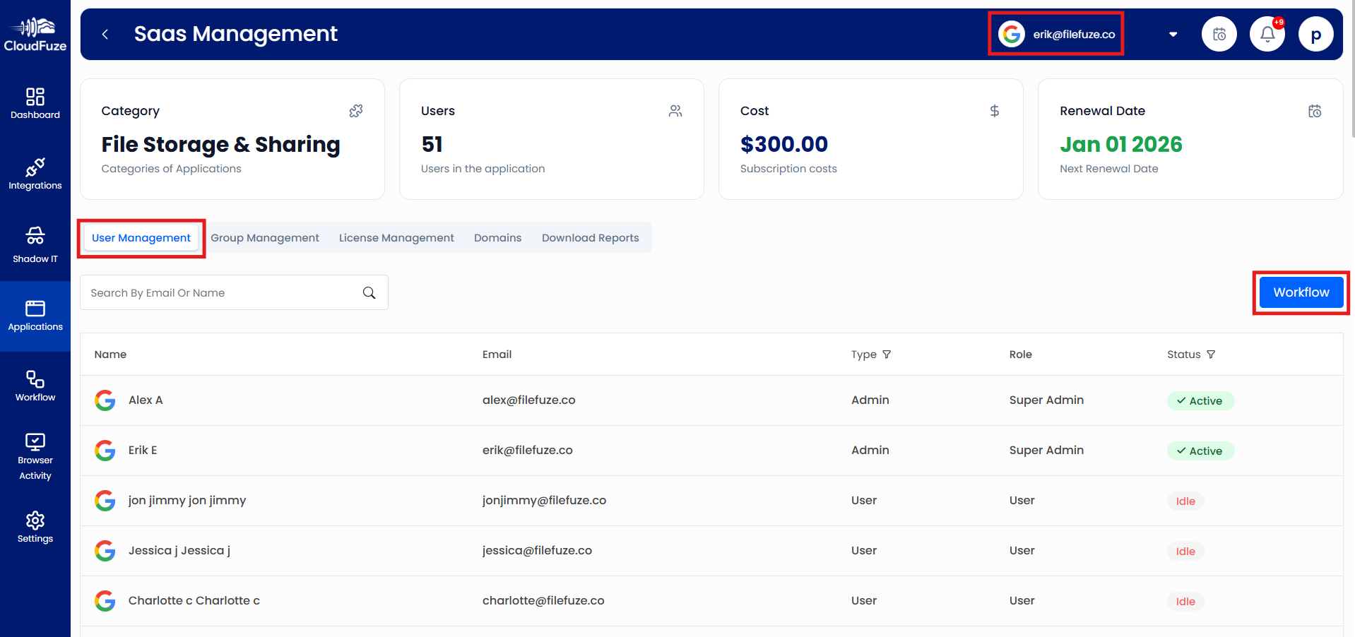 Managing users in Google Workspace in CloudFuze Manage