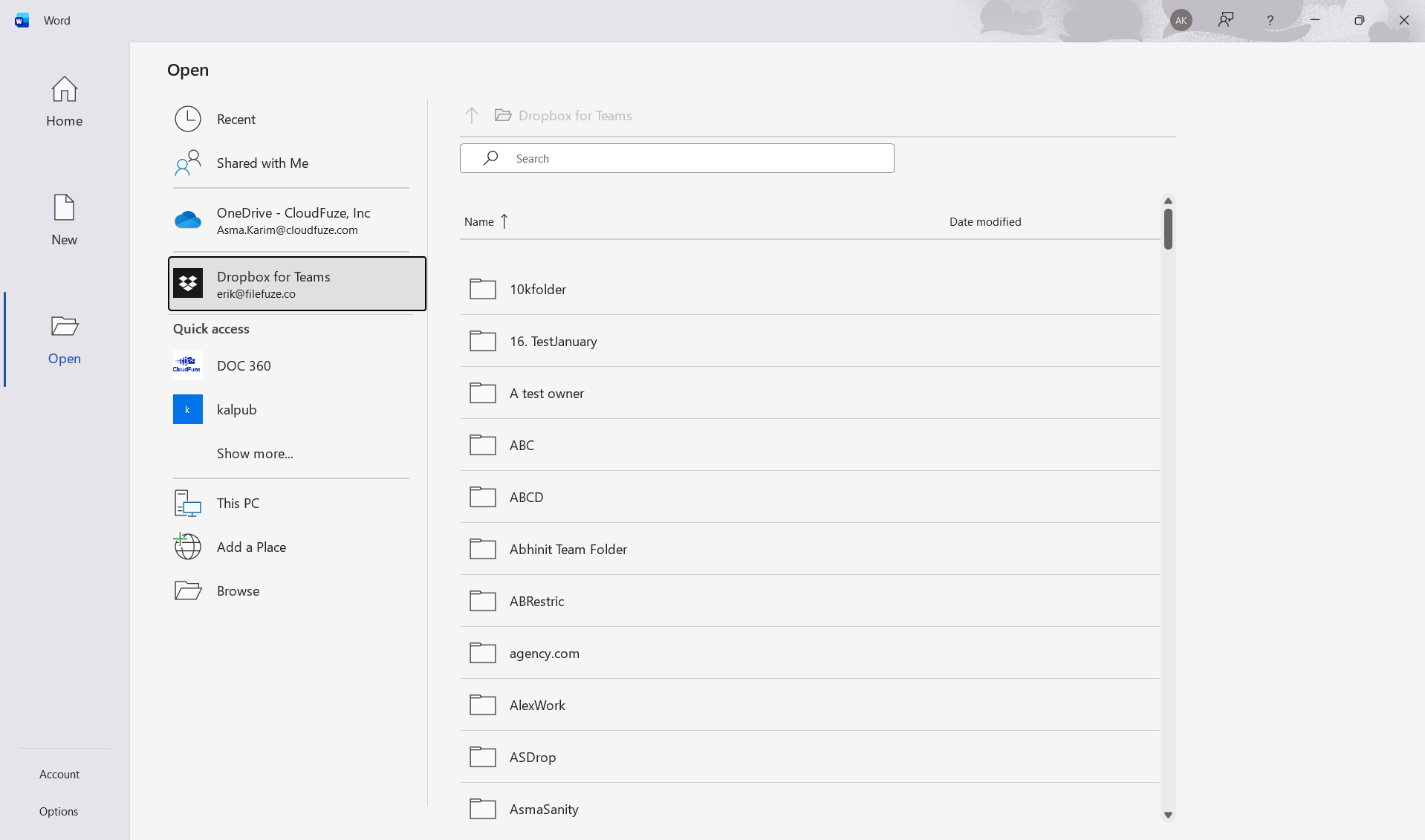 Browse Dropbox folders