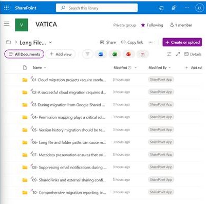Long folder paths migrated to SharePoint using CloudFuze Migrate