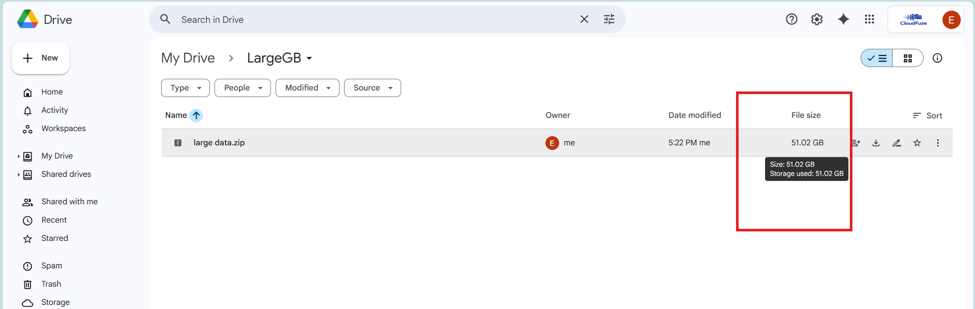 Migrating a large Google Drive file with CloudFuze Migrate1