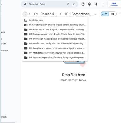 long folder paths in Google Drive