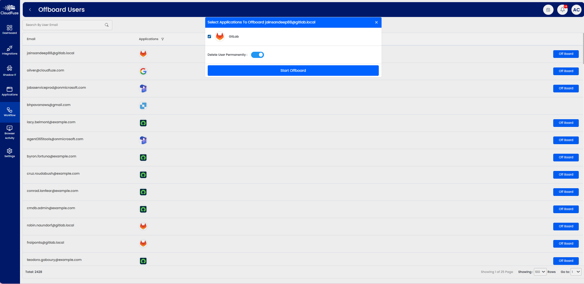User offboarding feature preview