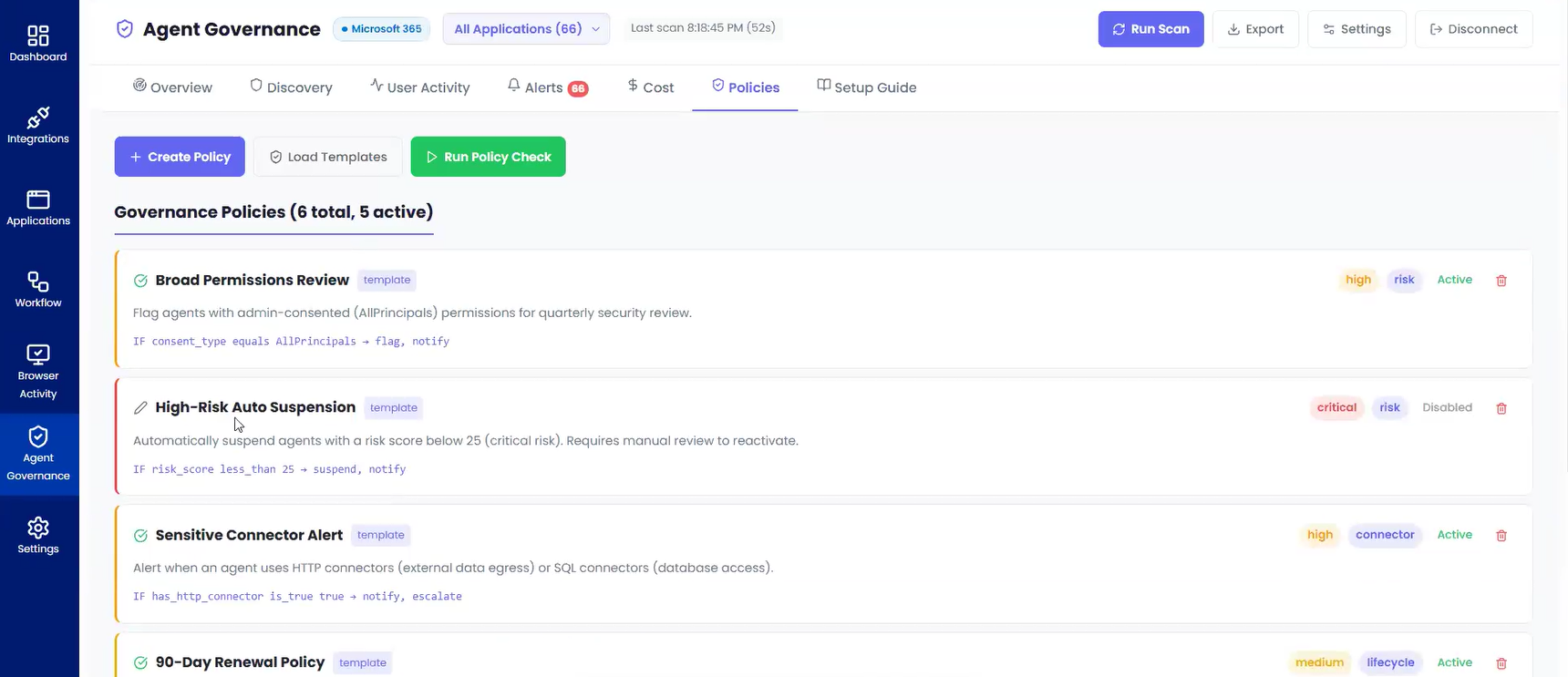 AI agent governance policies in CloudFuze Manage