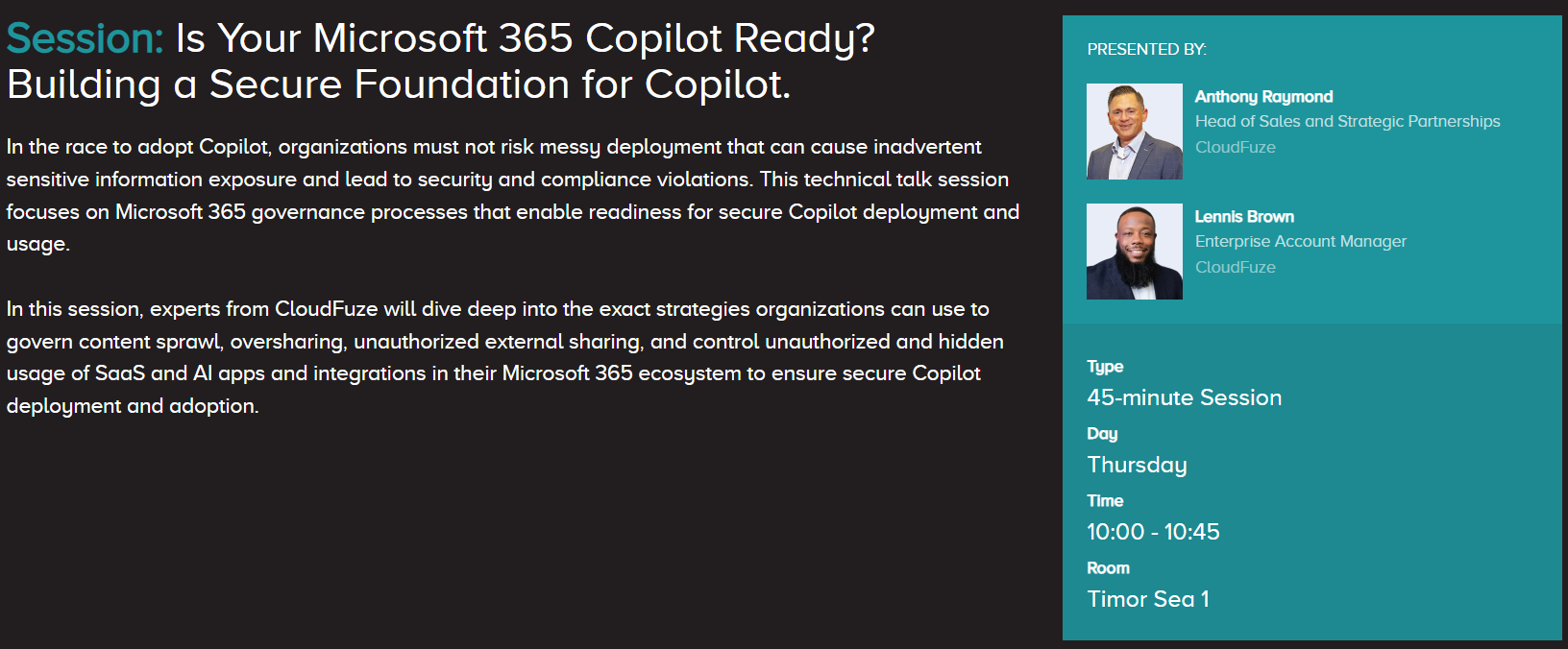 speakers at CloudFuze at the Microsoft 365 Community Conference 2026
