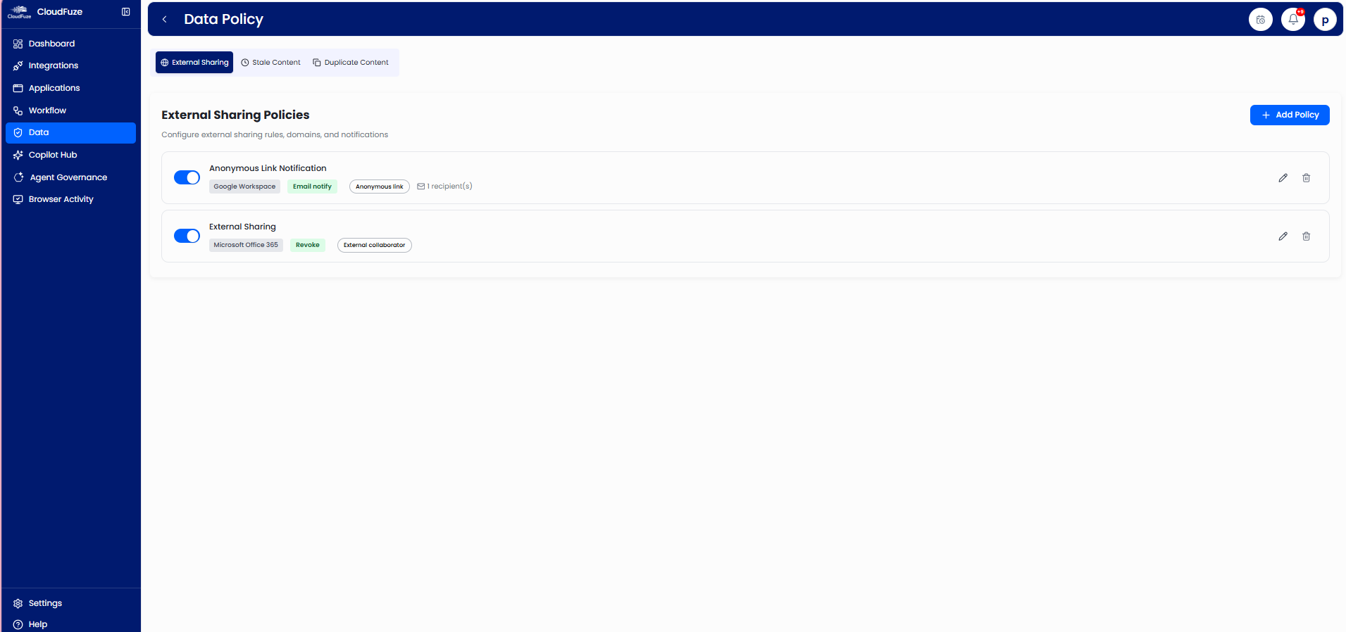 CloudFuze Manage: Data Dashboard