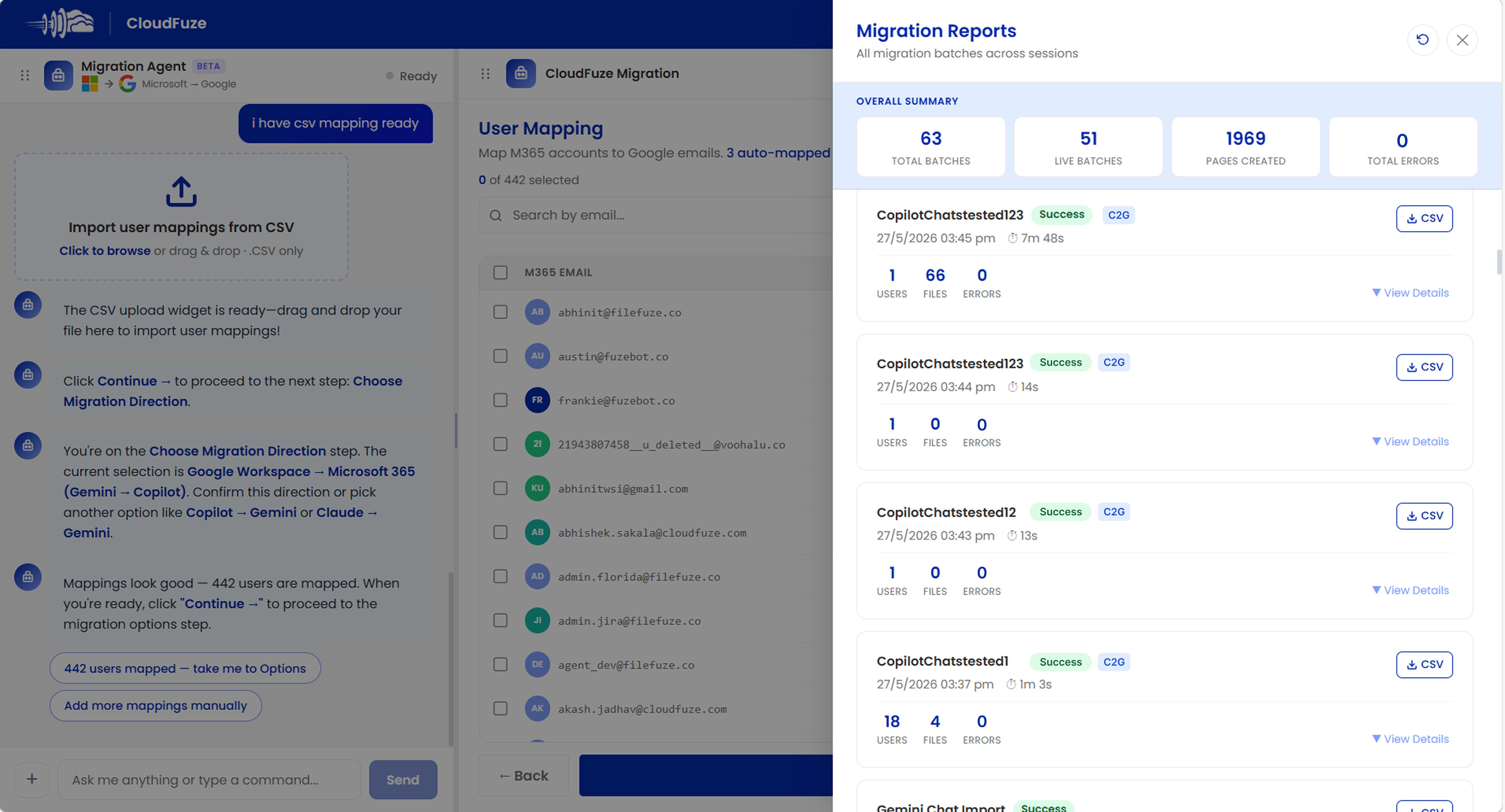 Copilot to Gemini migration reports