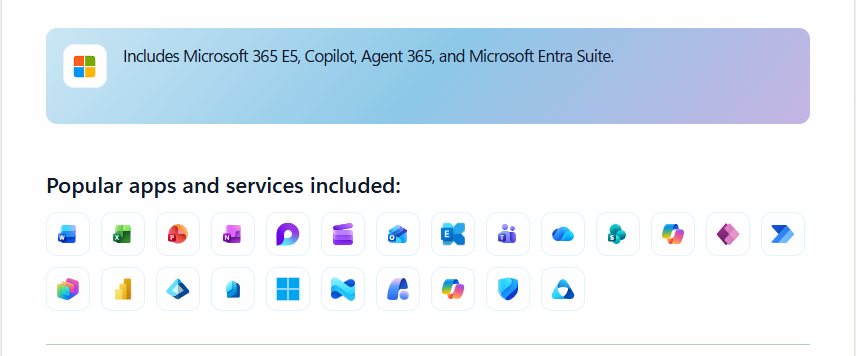 MS 365 E7 with services and apps included