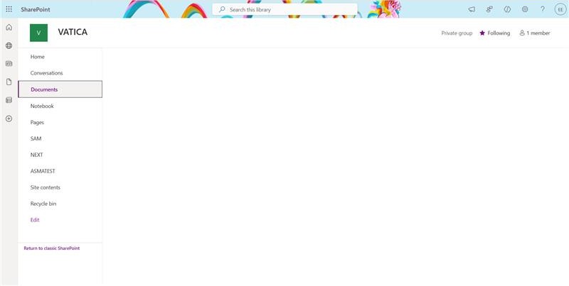 SharePoint site named as VATICA