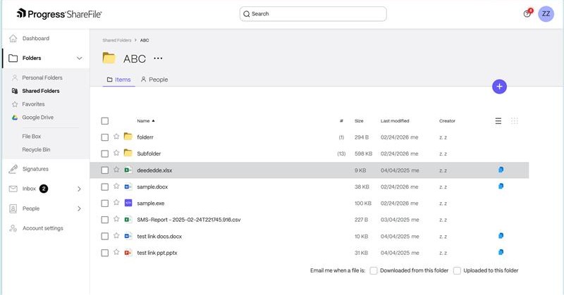 Shared folder in ShareFile