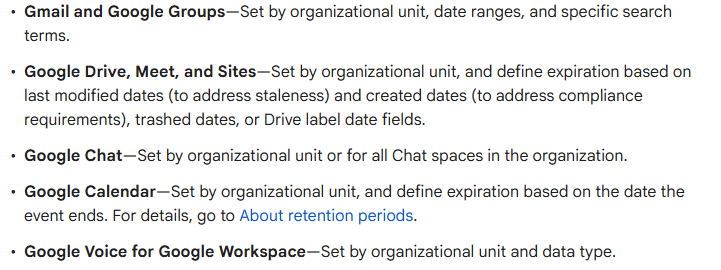 Conditions and Terms for custom retention rule