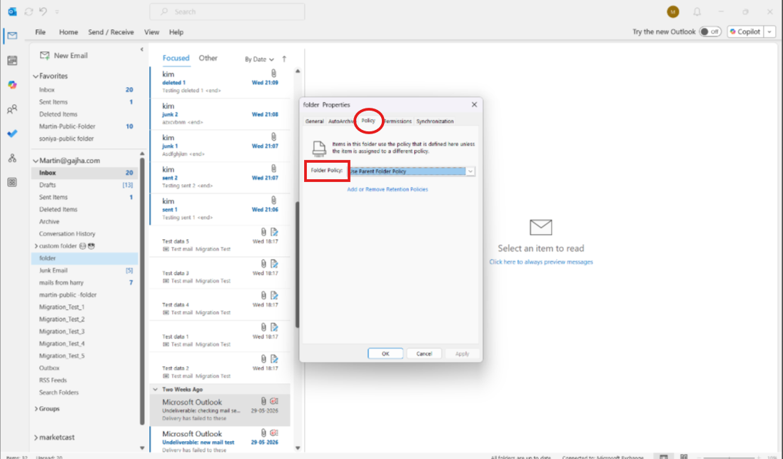 Parent folder assigned by default