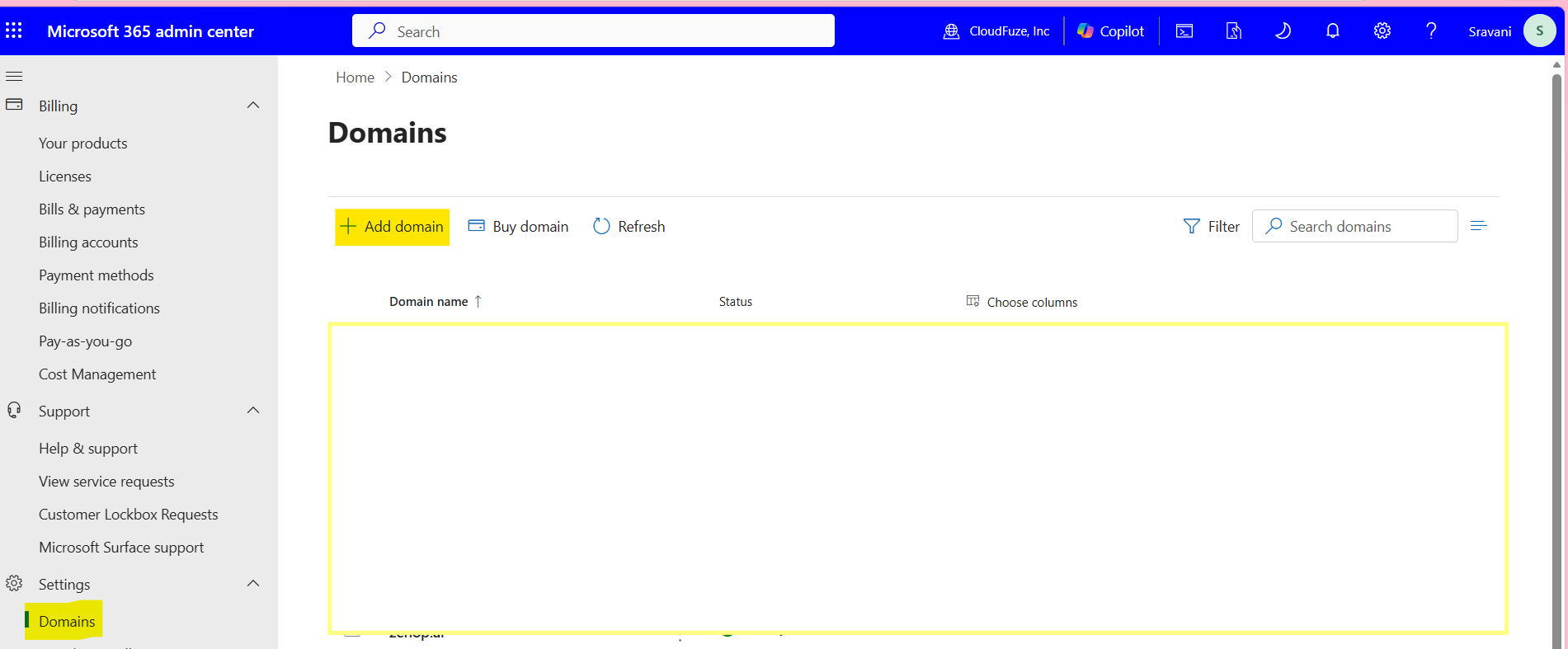 Adding a new custom domain