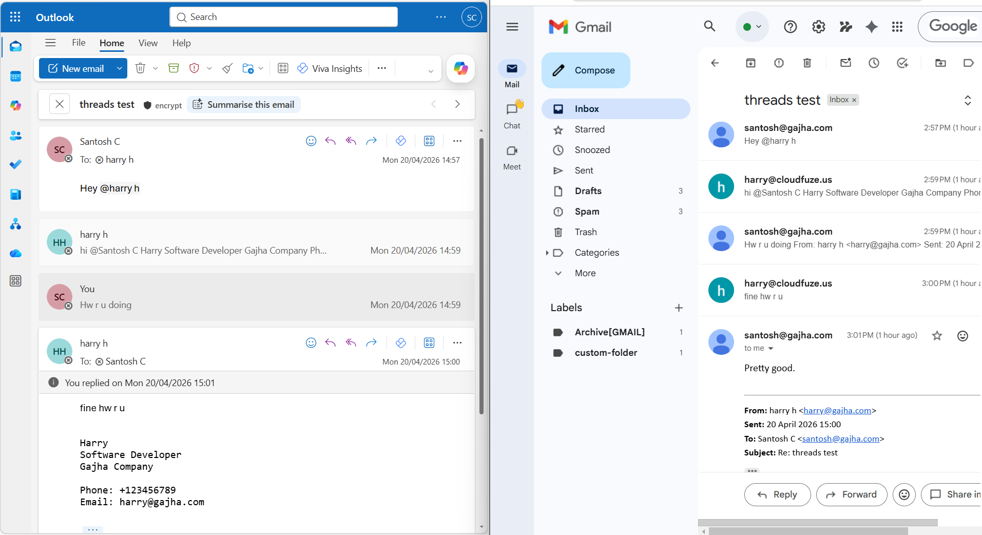 Outlook to Gmail Threads migration