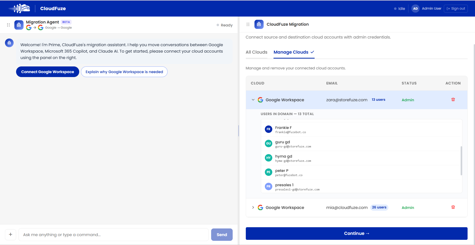 Validate the Added Google Workspace Accounts