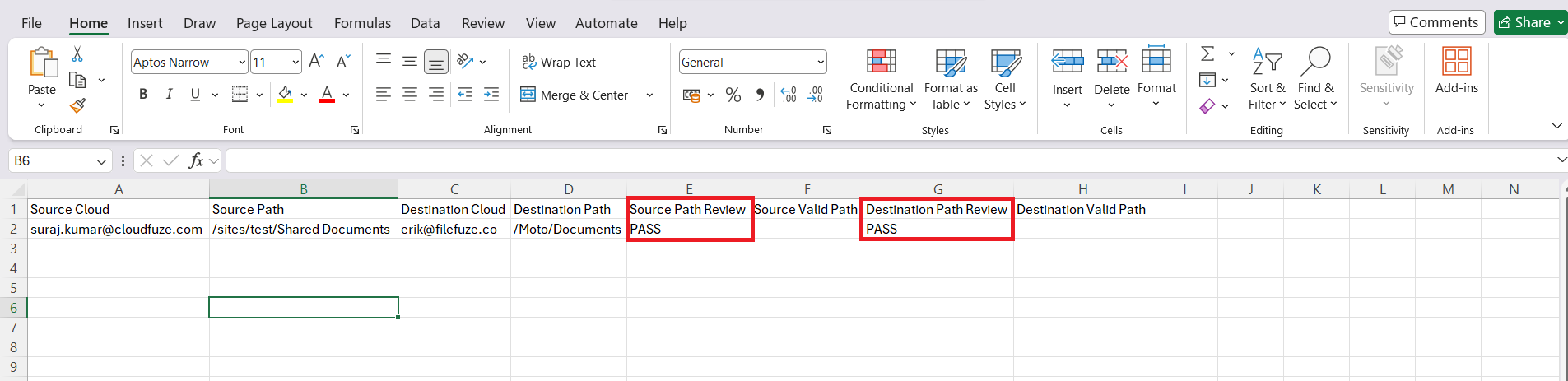 CSV mapping validation