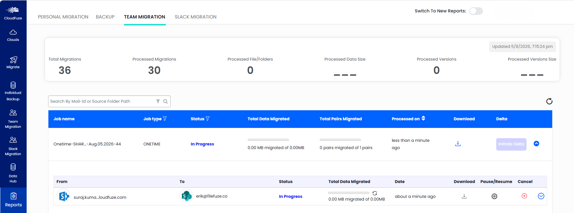 Check the migration reports