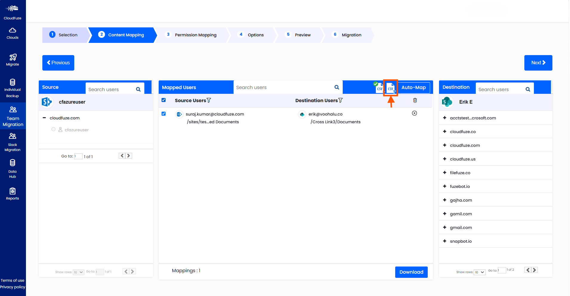 Upload and Validate the CSV Mapping File