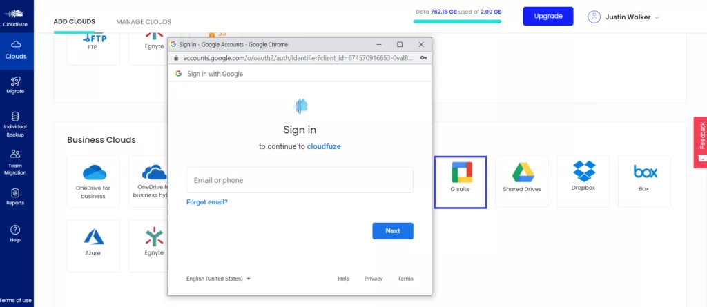 Enter G Suite Login Credentials