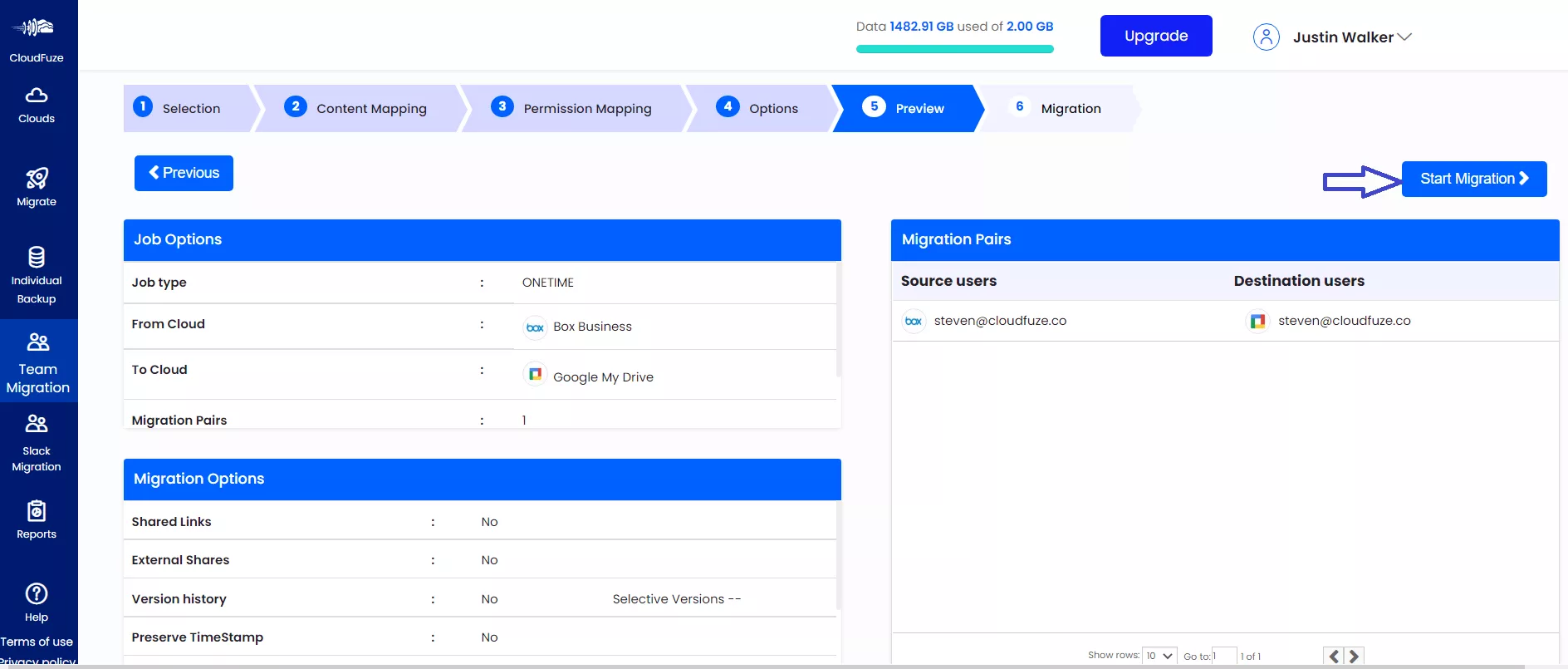 Preview and Confirm the Migration