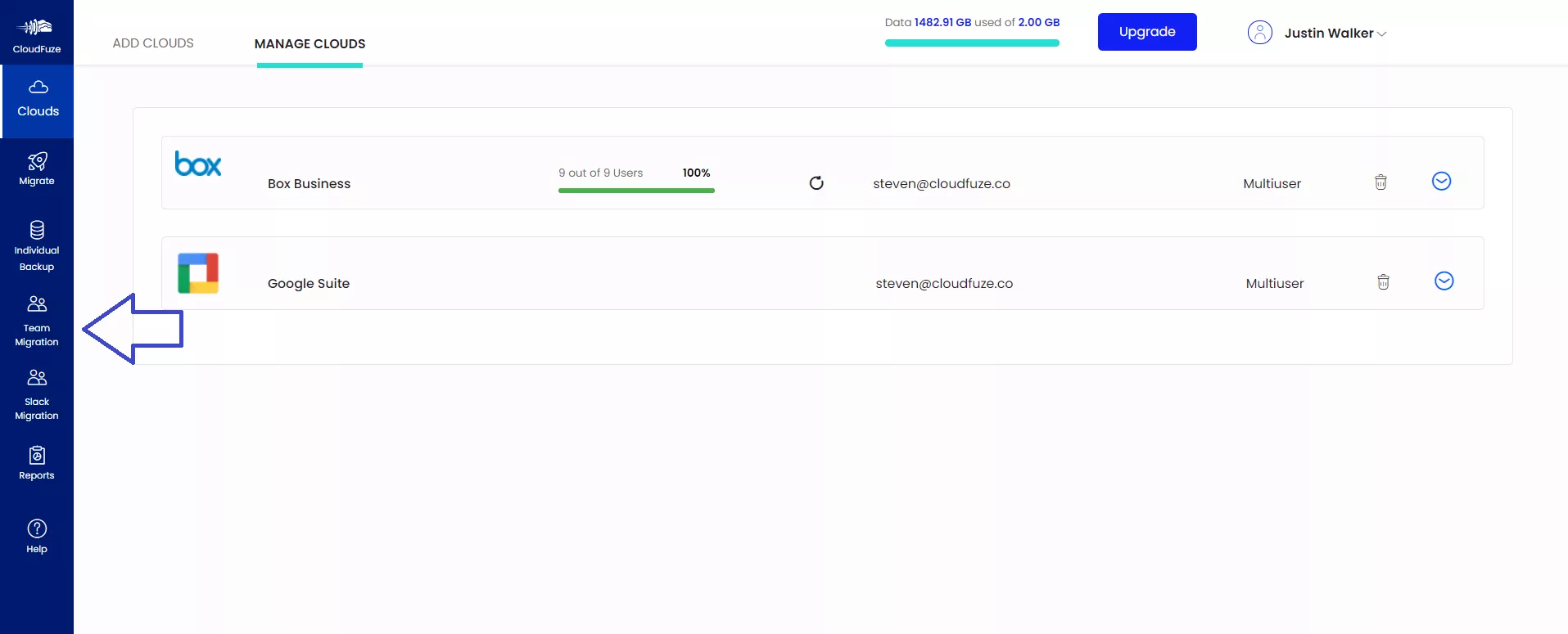 Click on box to Google Drive Team Migration 