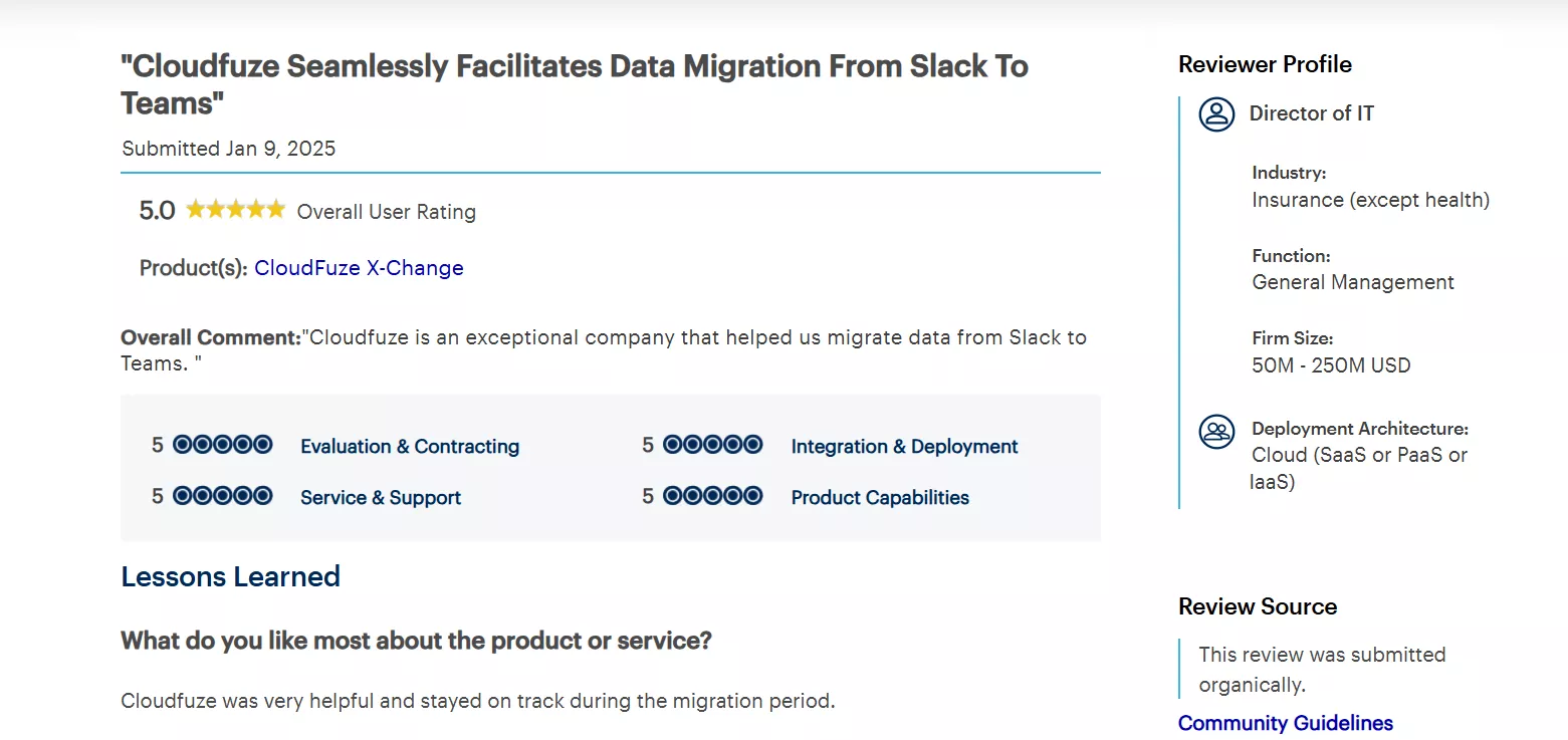 CloudFuze Gartner Reviews