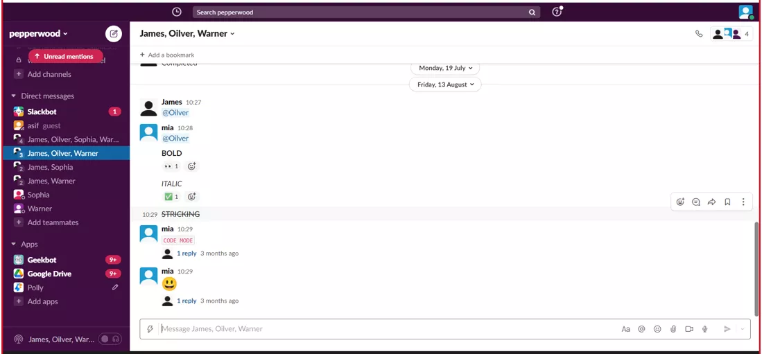 Direct Message from Slack 
