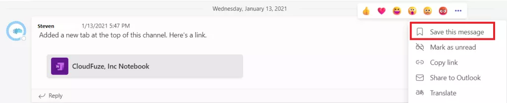 Teams message