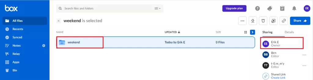 Box shared folder