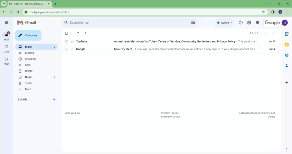 Source Gmail environment 