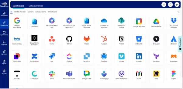 Connect and manage all your apps using CloudFuze Manage