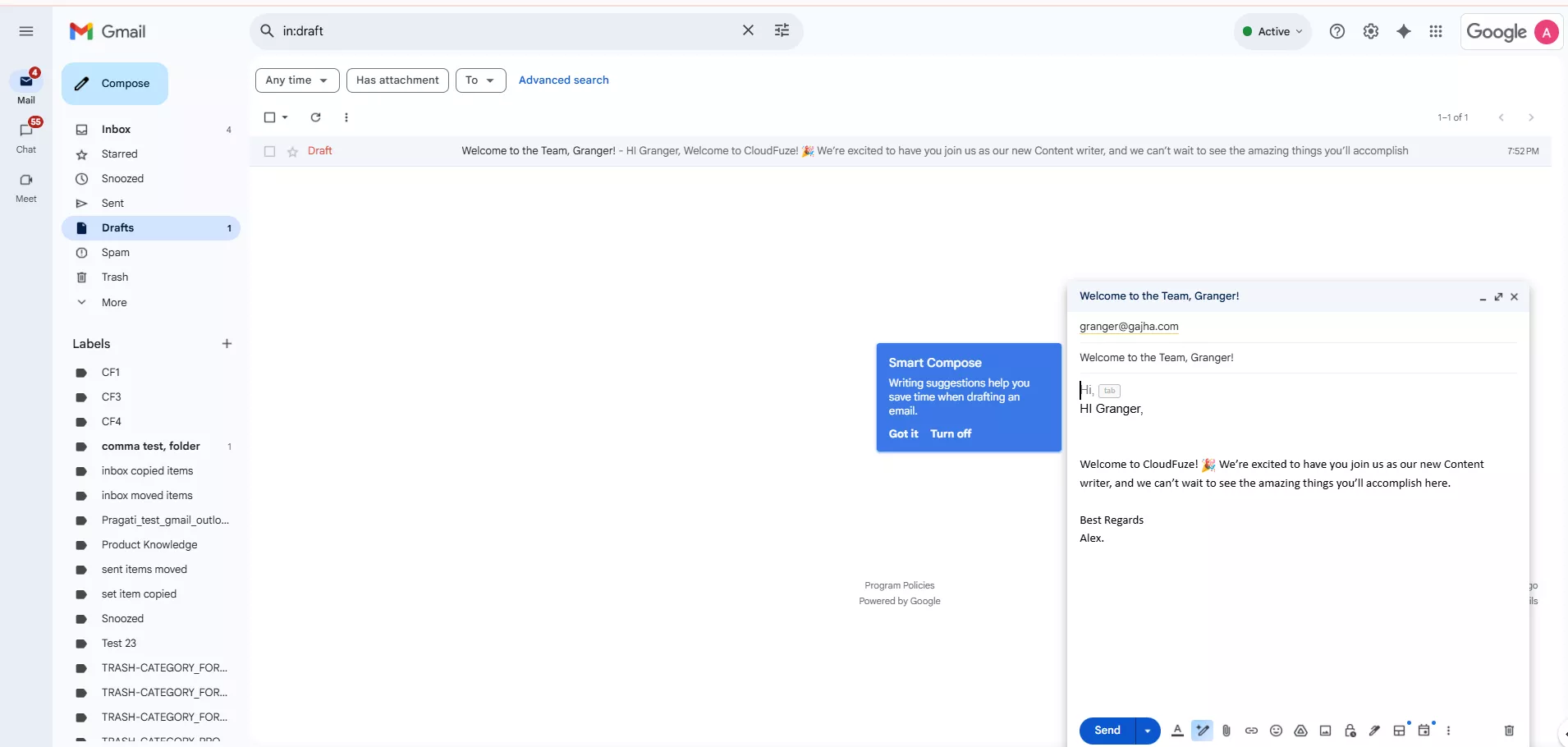 Draft emails from Outlook migrated to Gmail: