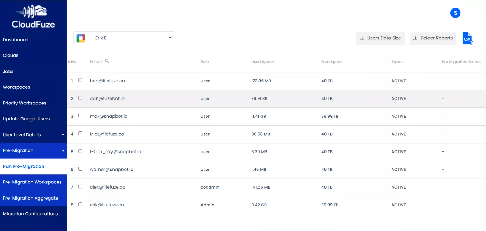 Run pre migration of google drive