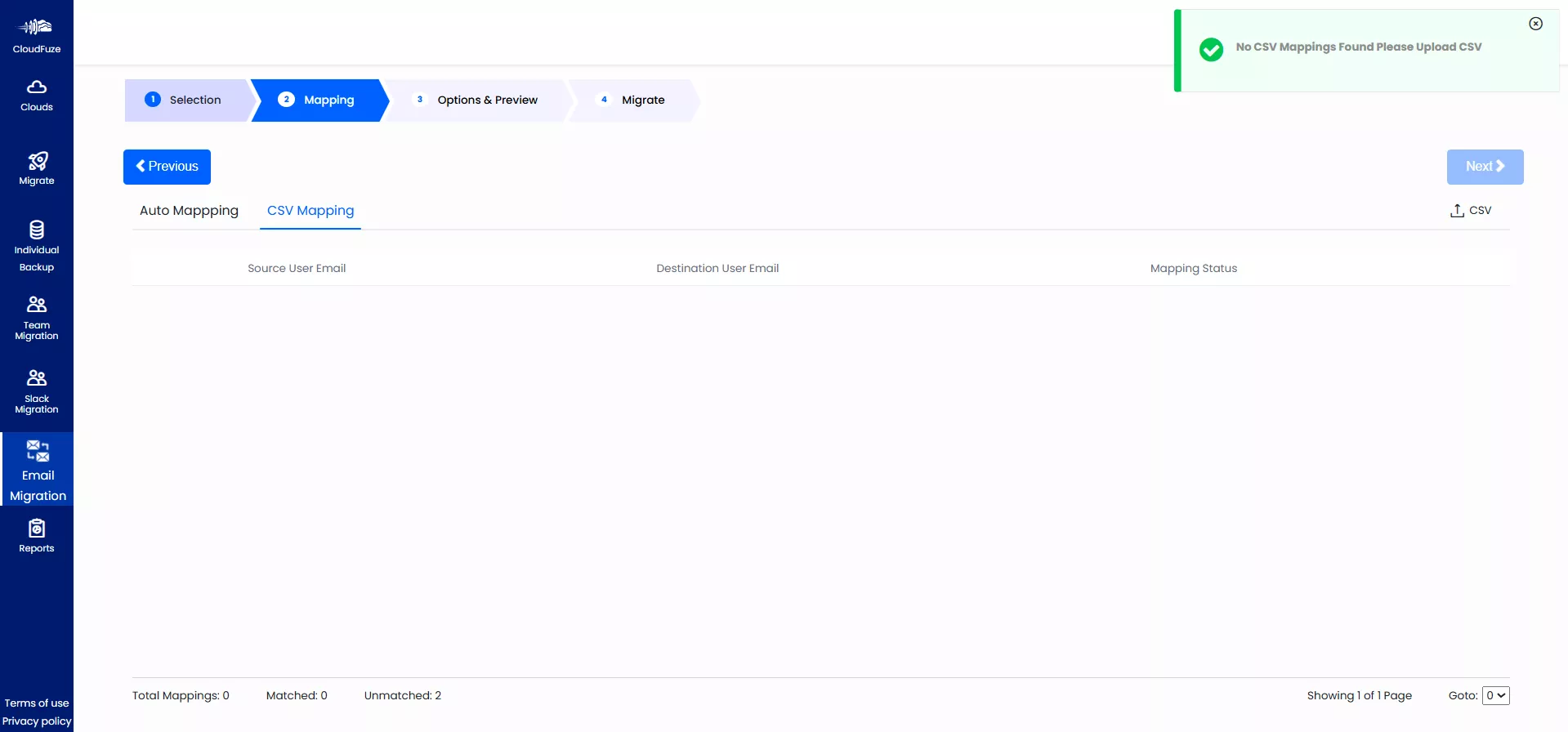 User mapping via CSV