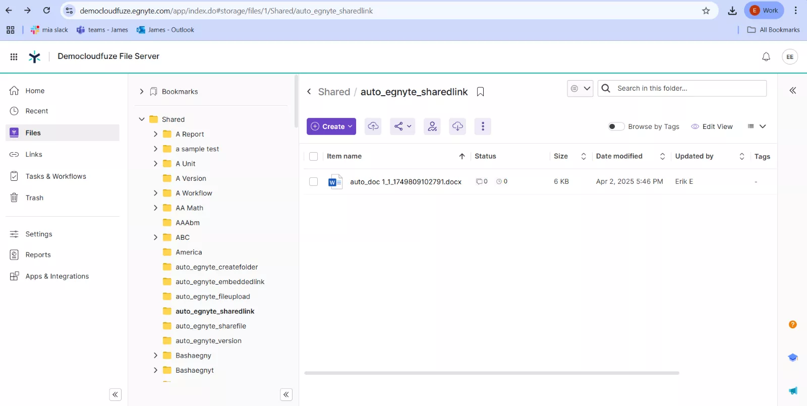 Egnyte document folder in the source cloud