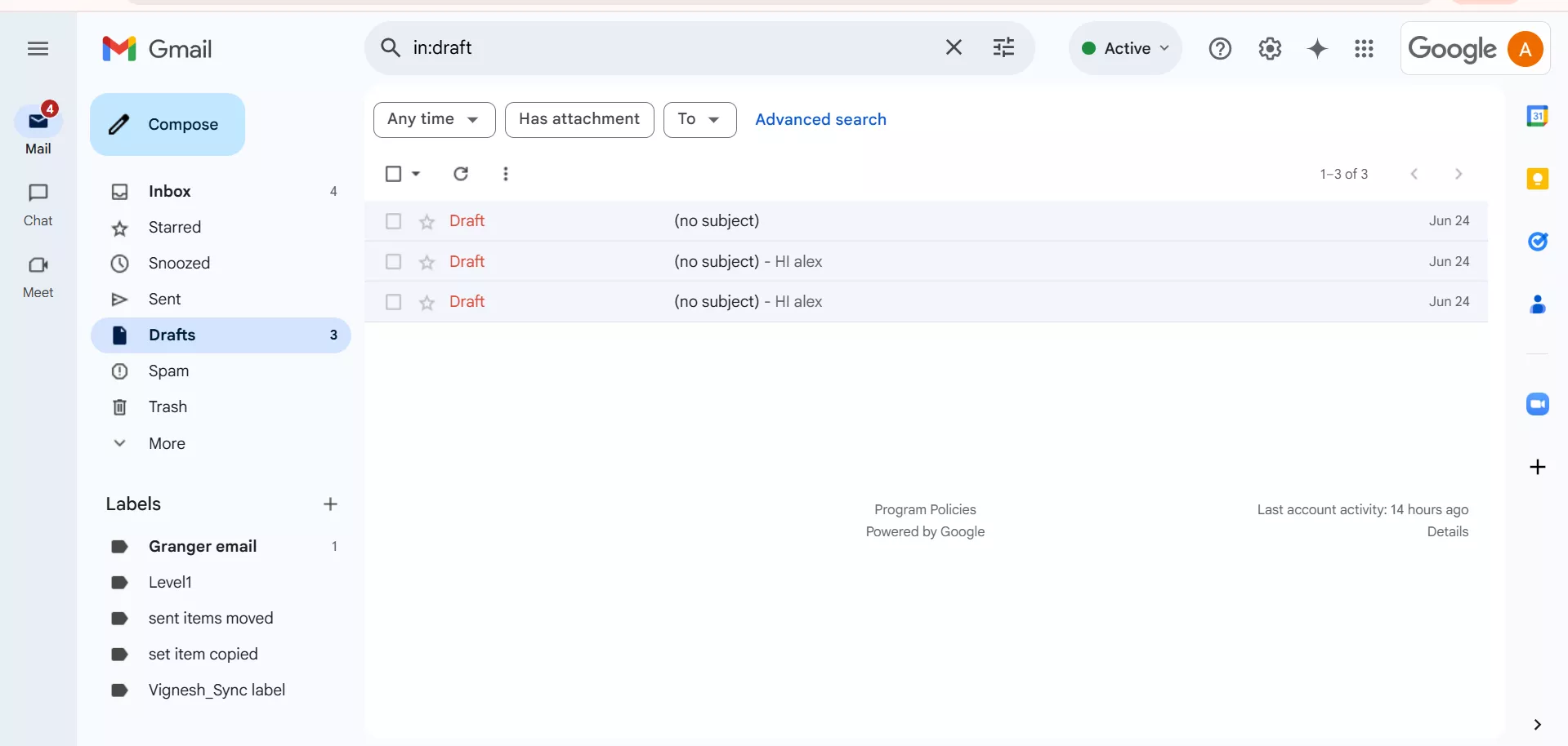 Gmail Drafts Email Before Migration