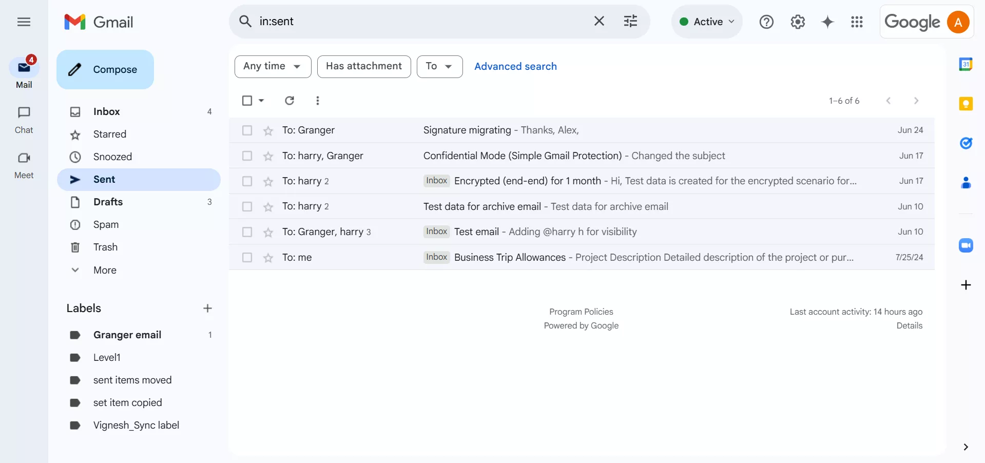 Gmail Sent Mail Before Migration