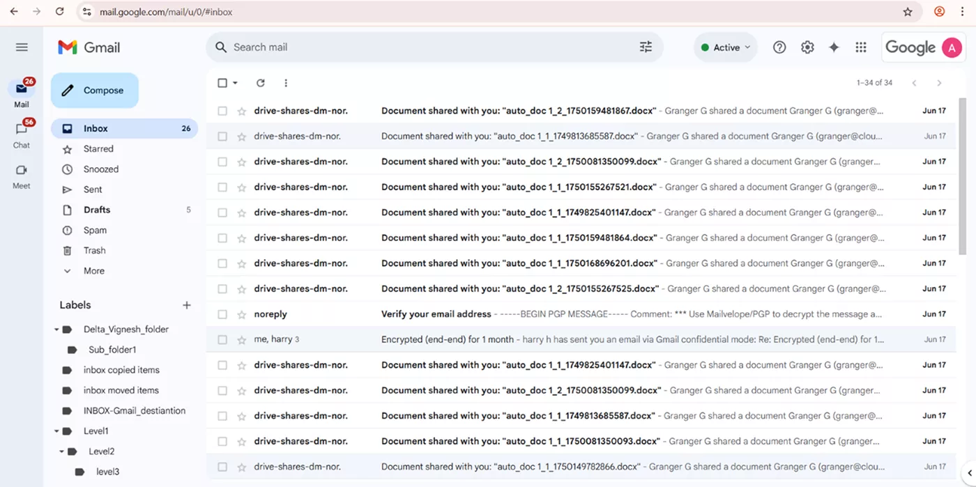 Emails in Gmail