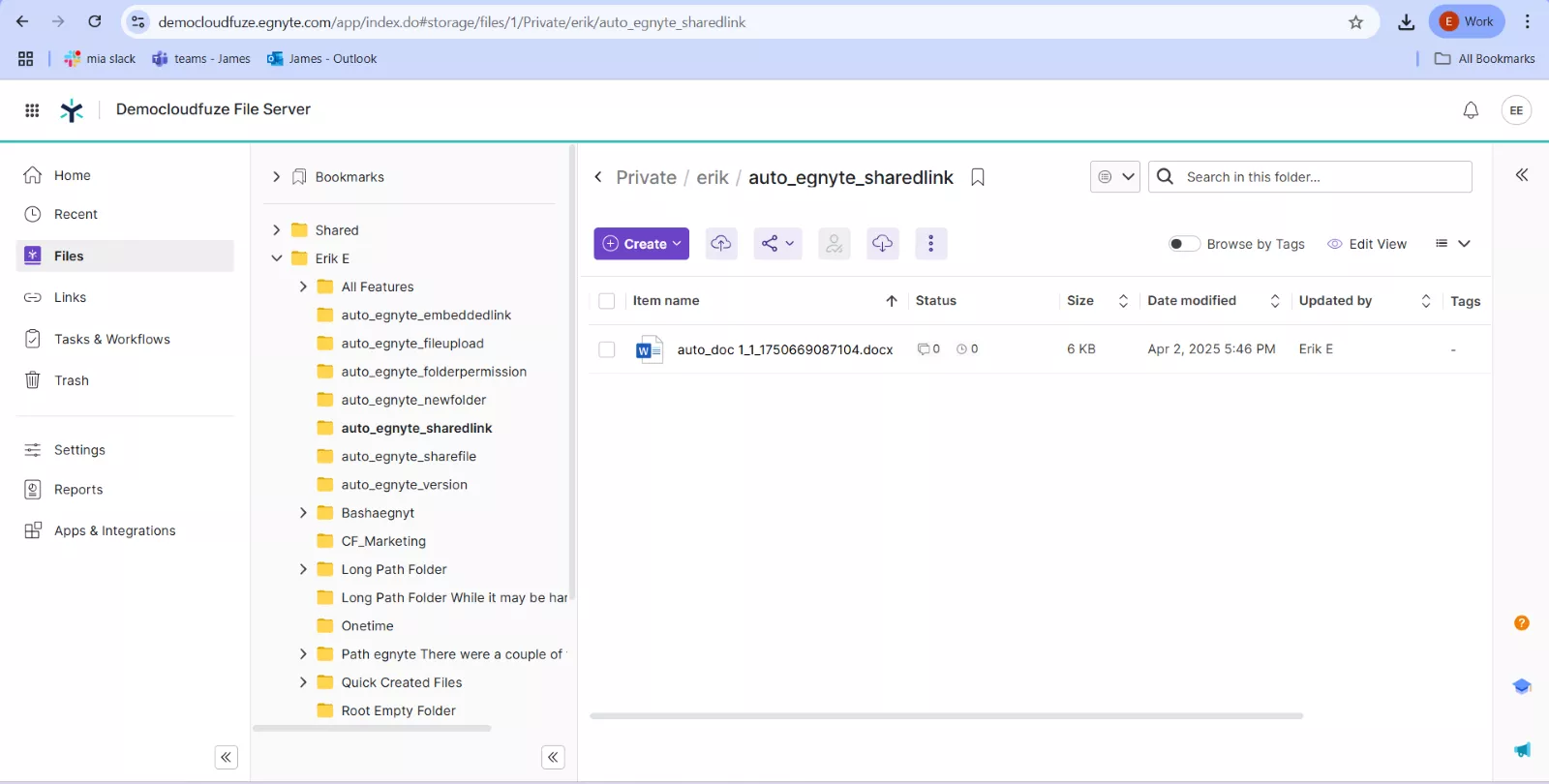 Image depicts the Egnyte document folder in the source cloud