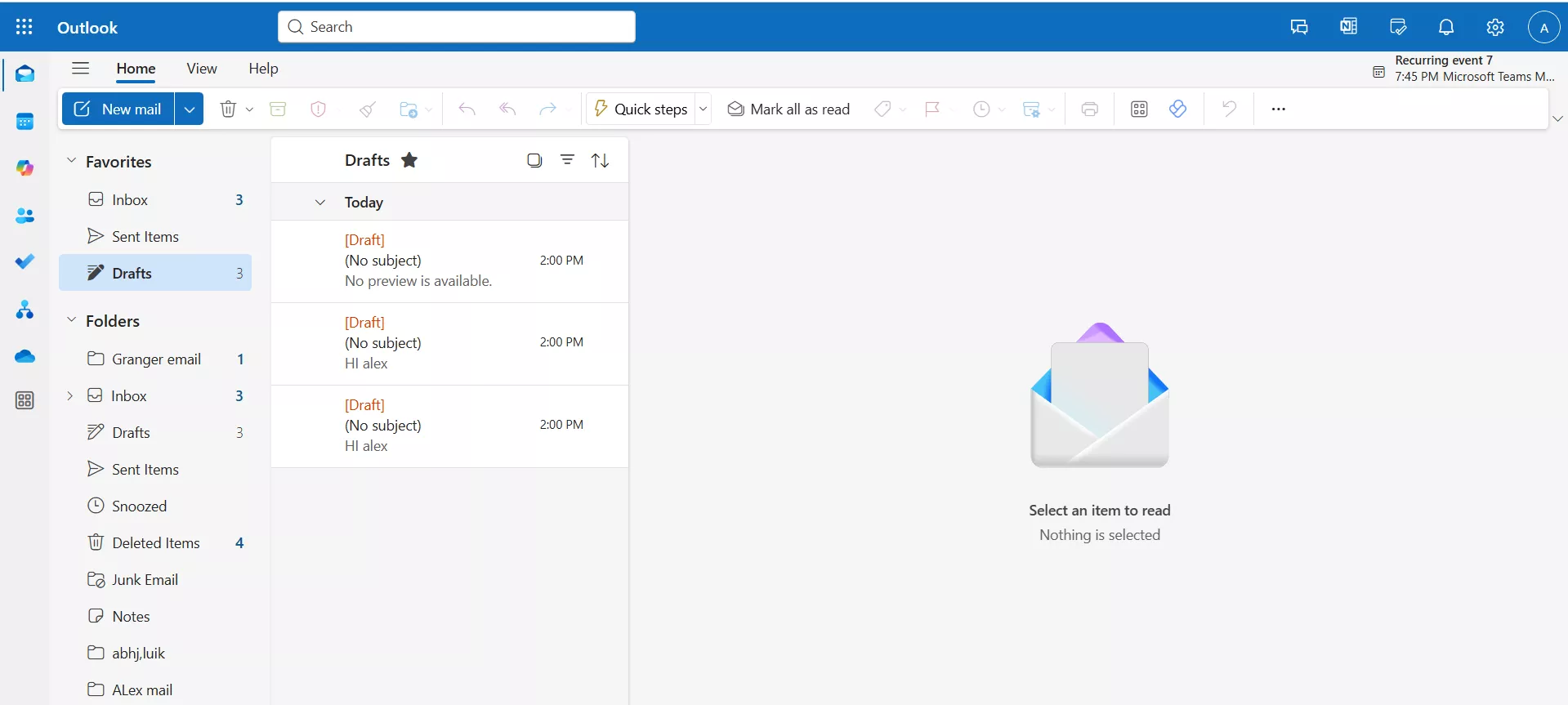 Outlook Drafts Email After Migration