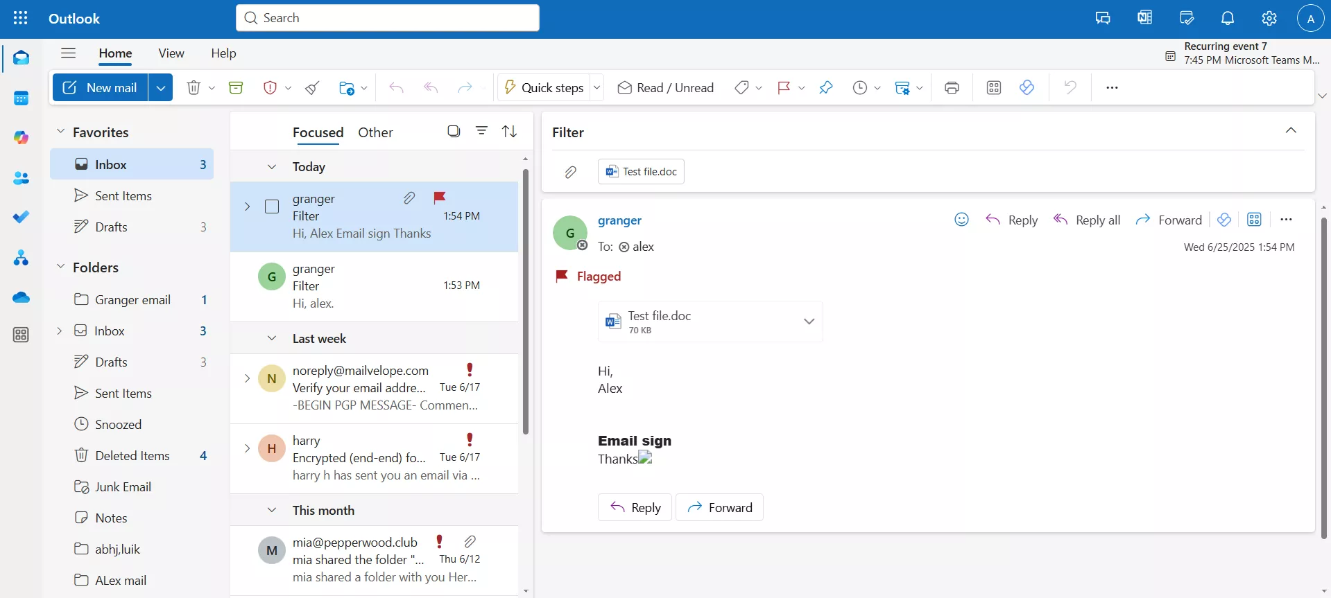 Outlook Inbox After migration