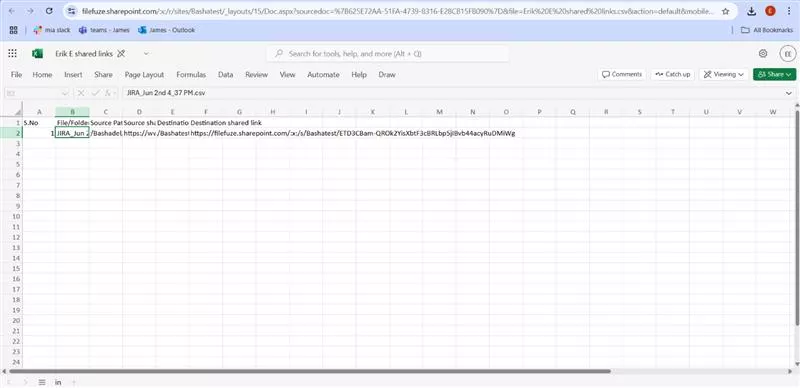Shared CSV link