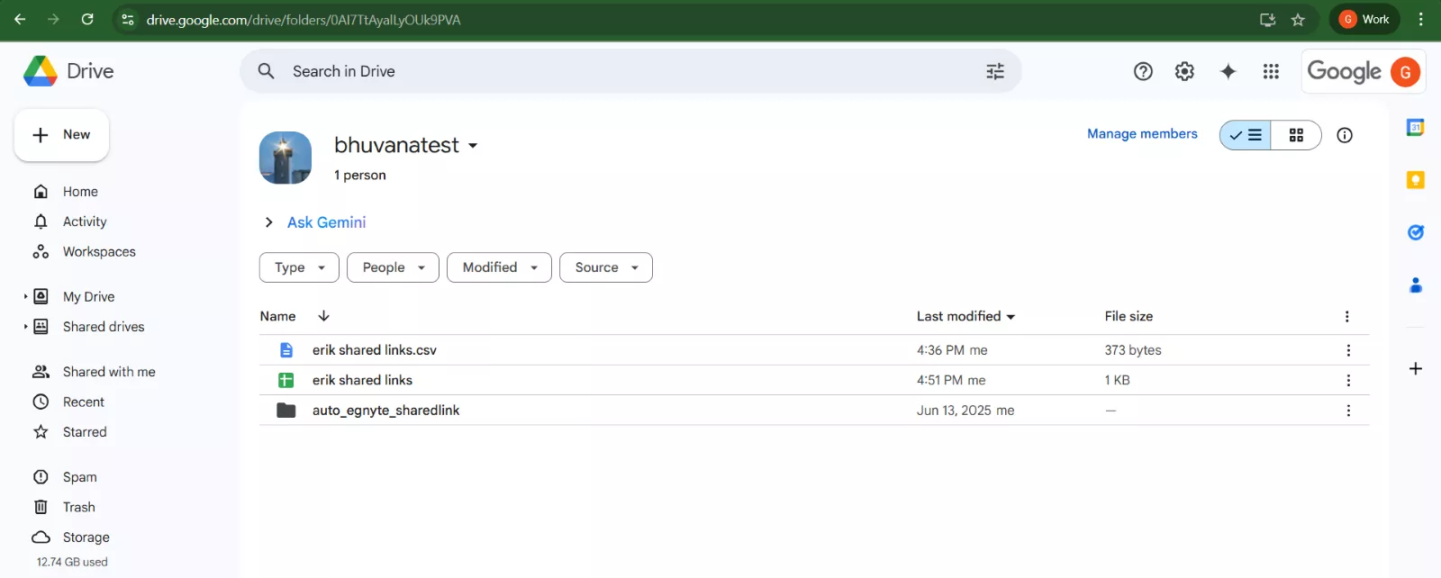 Shared link CSV files - Shared Drive